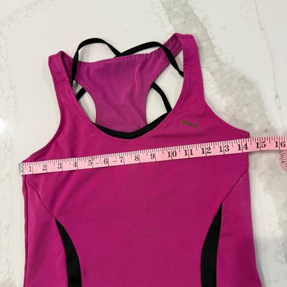 Puma Strappy Racerback Performance Tank Top Women's XS Pink Adjustable Shelf Bra - Picture 9 of 10